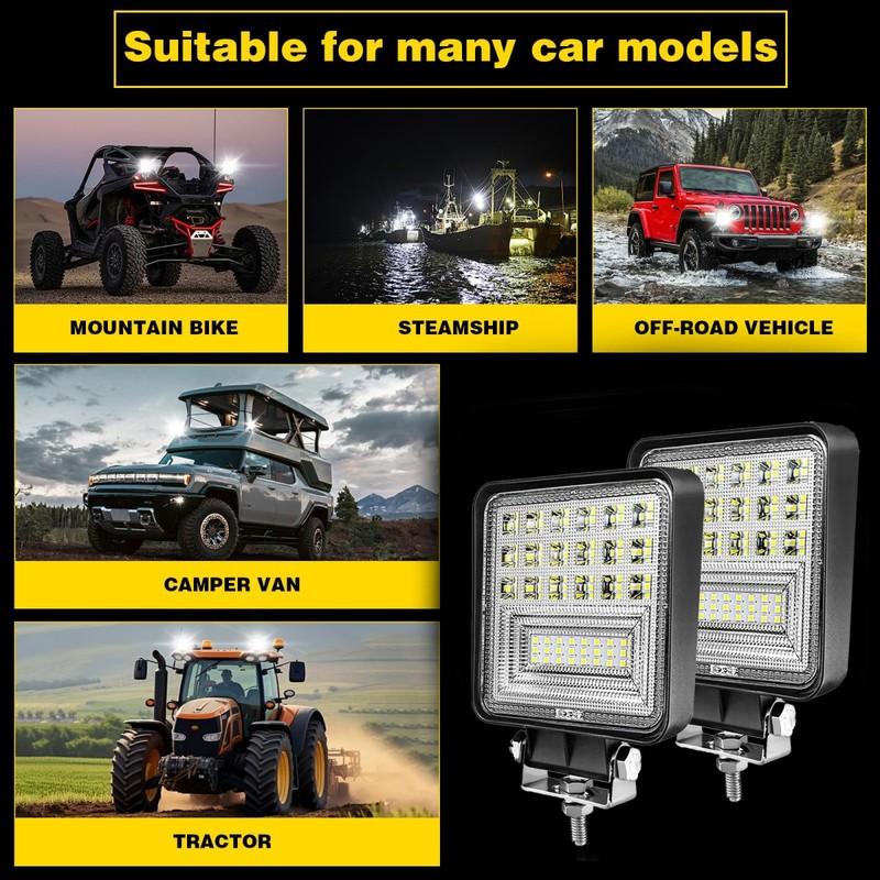 2pcs 4'' LED Work Light Truck Offroad Running Lights Bar 120W 6000k Fog Light Bar For Steamship Camper Tractor Motorcycle ATV