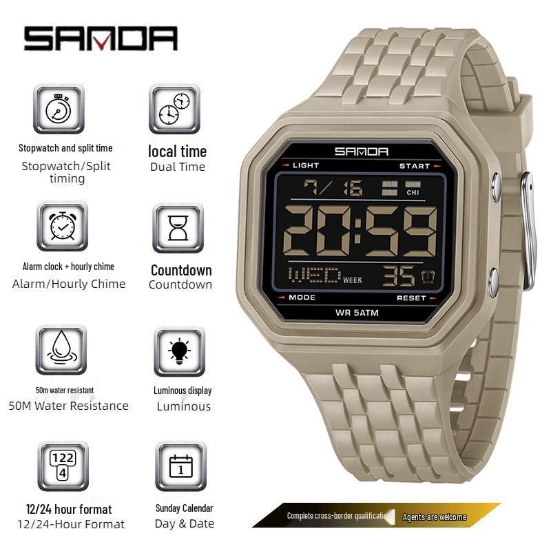 Orologi Sportivi Quadrati Impermeabili SANDA per Uomo e Donna - Popolare Design Elettronico