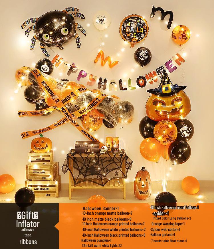 Halloween Theme Balloons and Pumpkin Lanterns for Indoor Decoration and Wall Scene Layout