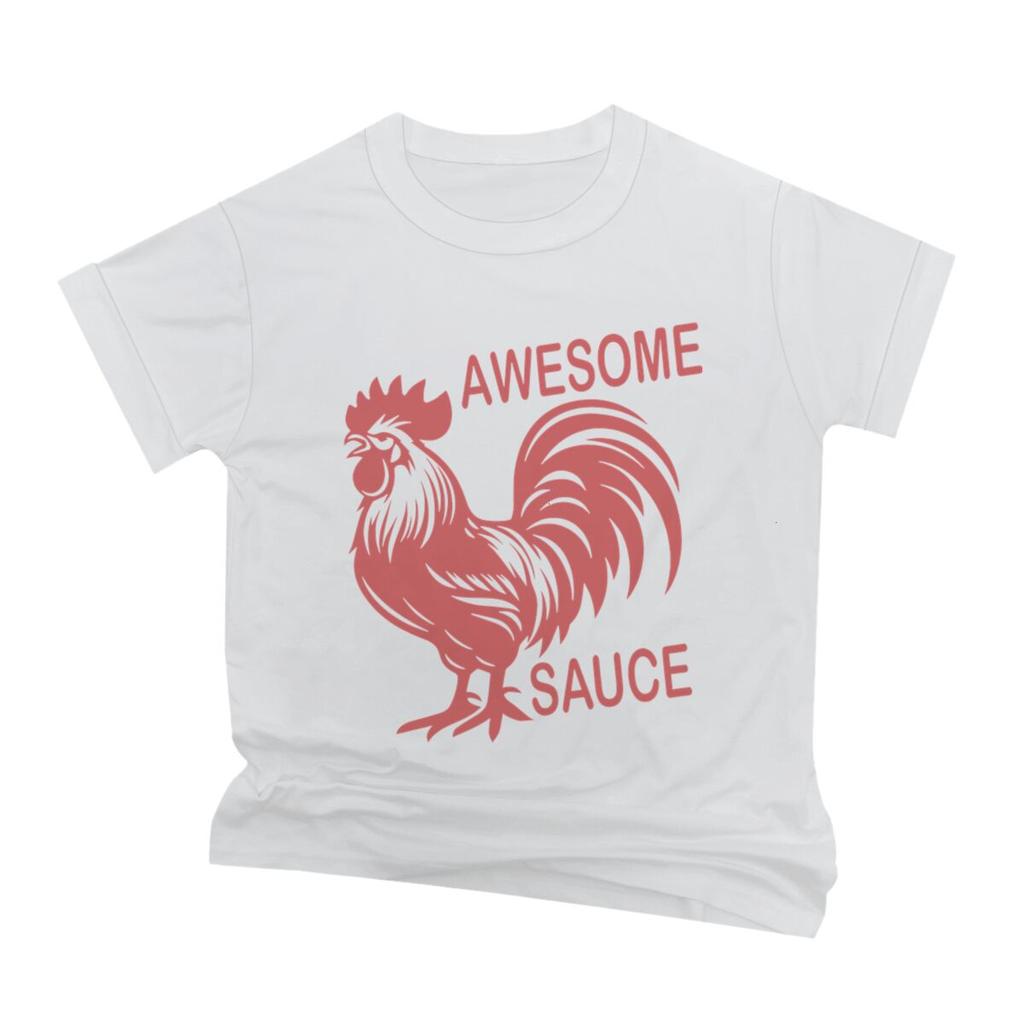 Funny Rooster Awesome Sauce Print TShirts Mens Short Sleeve Graphic T Shirt Funny Chicken Tshirt Humor Tees Male Tshirt