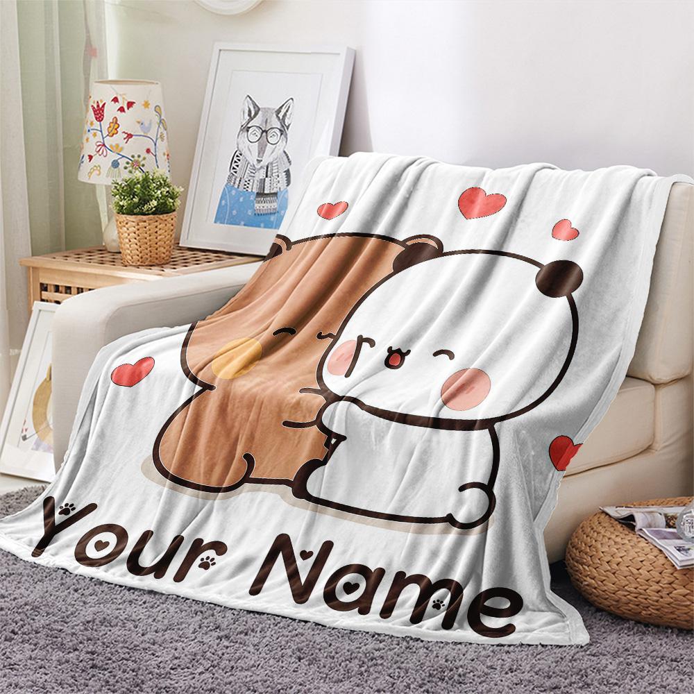 1pz Coperta in Flanella Personalizzata con Nome Modello PeacHE Goma Adatta a Tutte le Stagioni per Arredamento Casa Calore e Comfort Regali Regalo Festivo -HE167