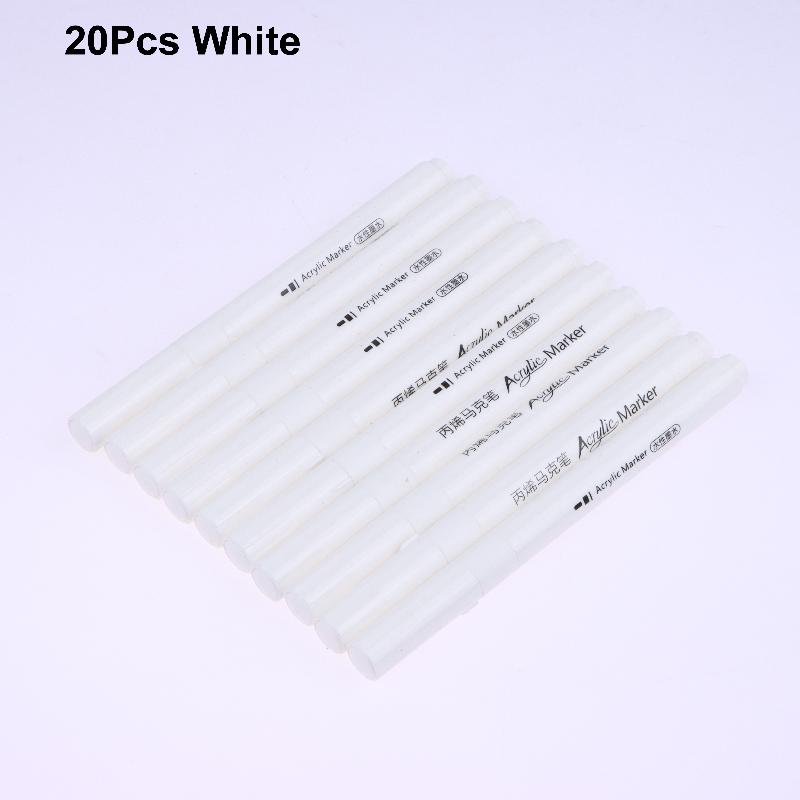 

20/30Pcs White Acrylic Marker,Permanent Pen Art Supplies For Black Paper Tire Plastic Stone Metal Painting For Artists Beginner A1