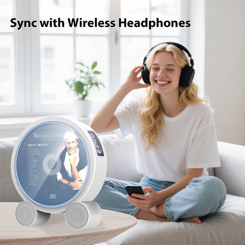 Portable CD Player Bluetooth,Desktop CD Player with Remote, Rechargeable CD Players for Home Built-in Dual Speakers,small size