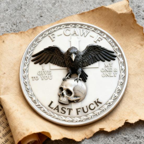 1/2/3Pcs Raven Skull Souvenir Coin Double-Sided Attitude Crow Challenge Coin Token of Freedom Humor