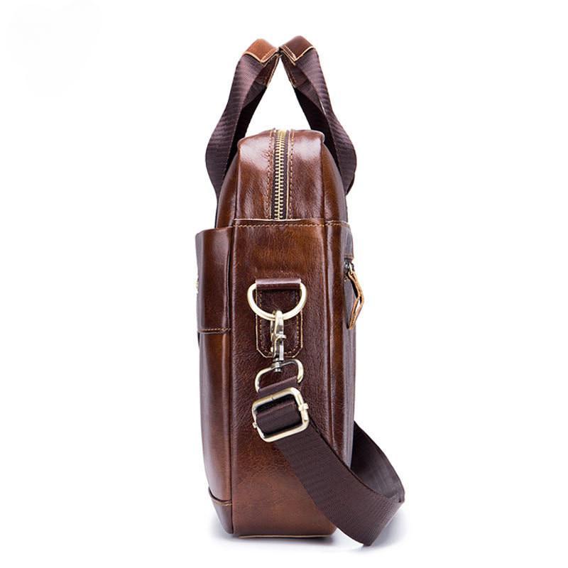 Documents Bag Genuine Leather Men's Briefcase Vintage Business Computer Bag Messenger Bags MIT