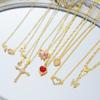 8 Pcs Simple Temperament Necklace Set For Women Elegant Gold Color Crystal Butterfly Cross Rose Heart Star Pendant Necklaces