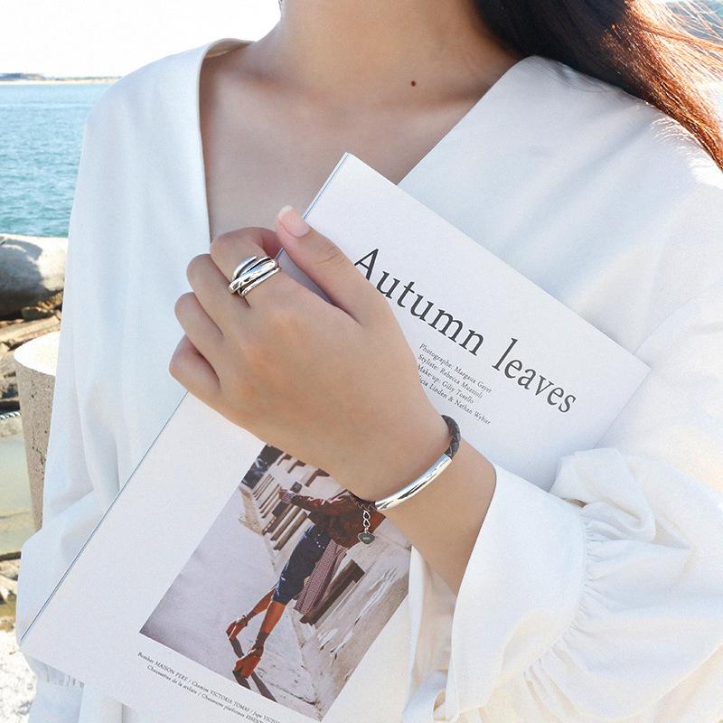 Korean Vintage Knotted Woven S925 Sterling Silver Ring for Women