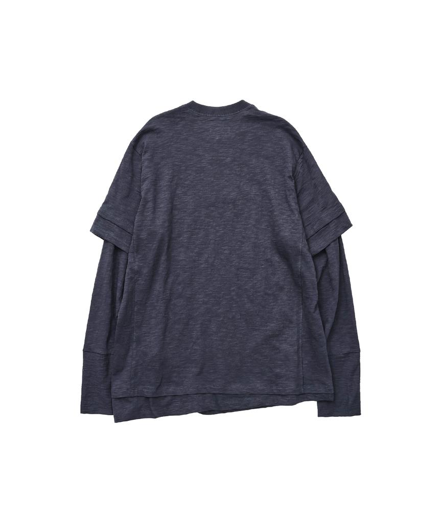 999Hyumeoniti Double Layered Long Sleeve Tee (Dark Navy)