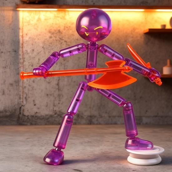 Posable Stickman Action Figure with DIY Accessories Stress Relief Movable Joints Stickman Fidget Toy Desktop Decoration Collectors Gift