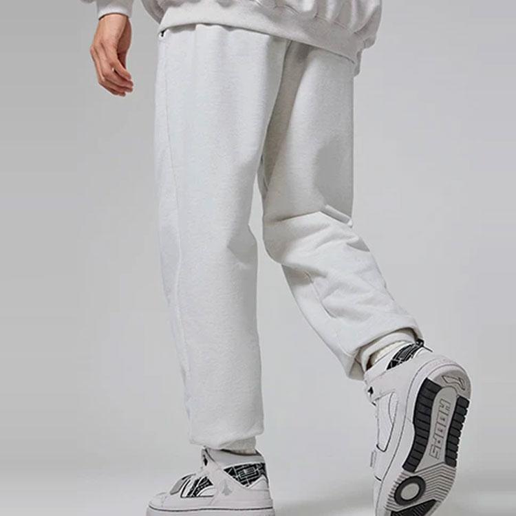 Li-Ning Anti-Wu Series Solid Color Brand Print Logo Elastic Cuff Knit Sports Pants Men Bottoms Slate-Gray AKLSG33-1