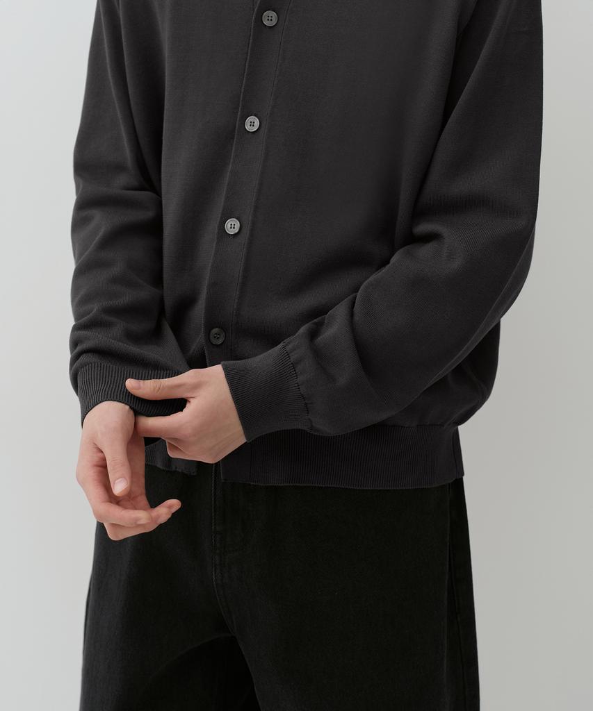 Musinsa Standard Washable Supima Cotton Collared Cardigan [Dark Gray]