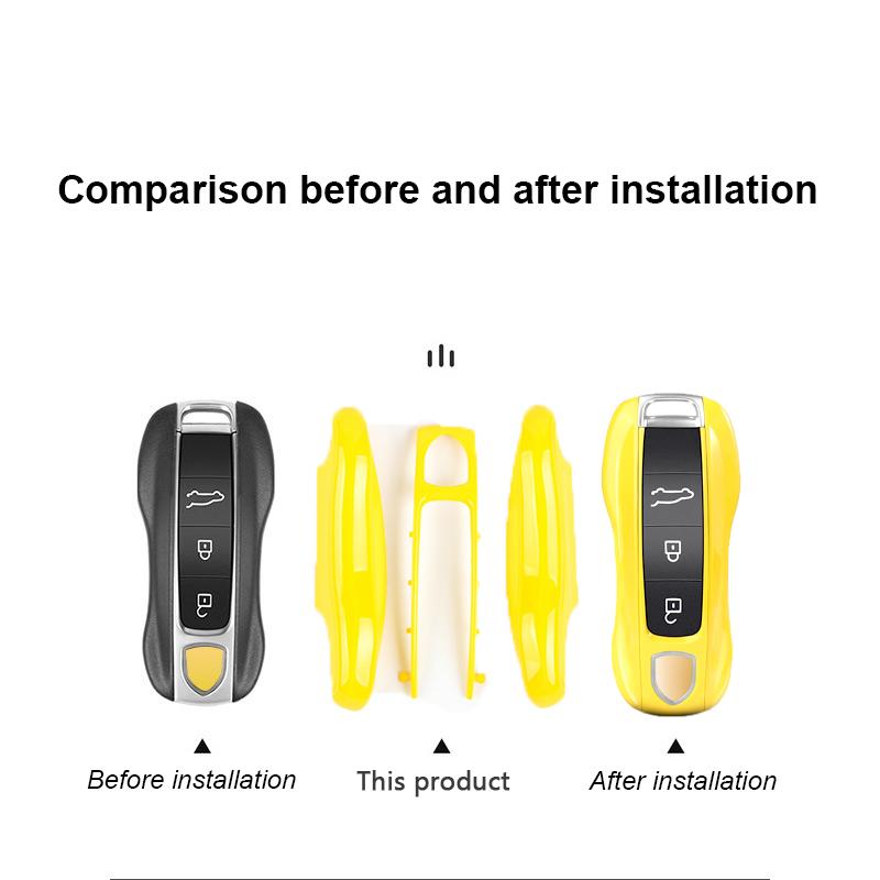 Car Key Case Racing Yellow For Porsche 718 Cayenne Panamera 911 Macan Taycan Cayman Boxster All Series Fashion Key Cover Shell