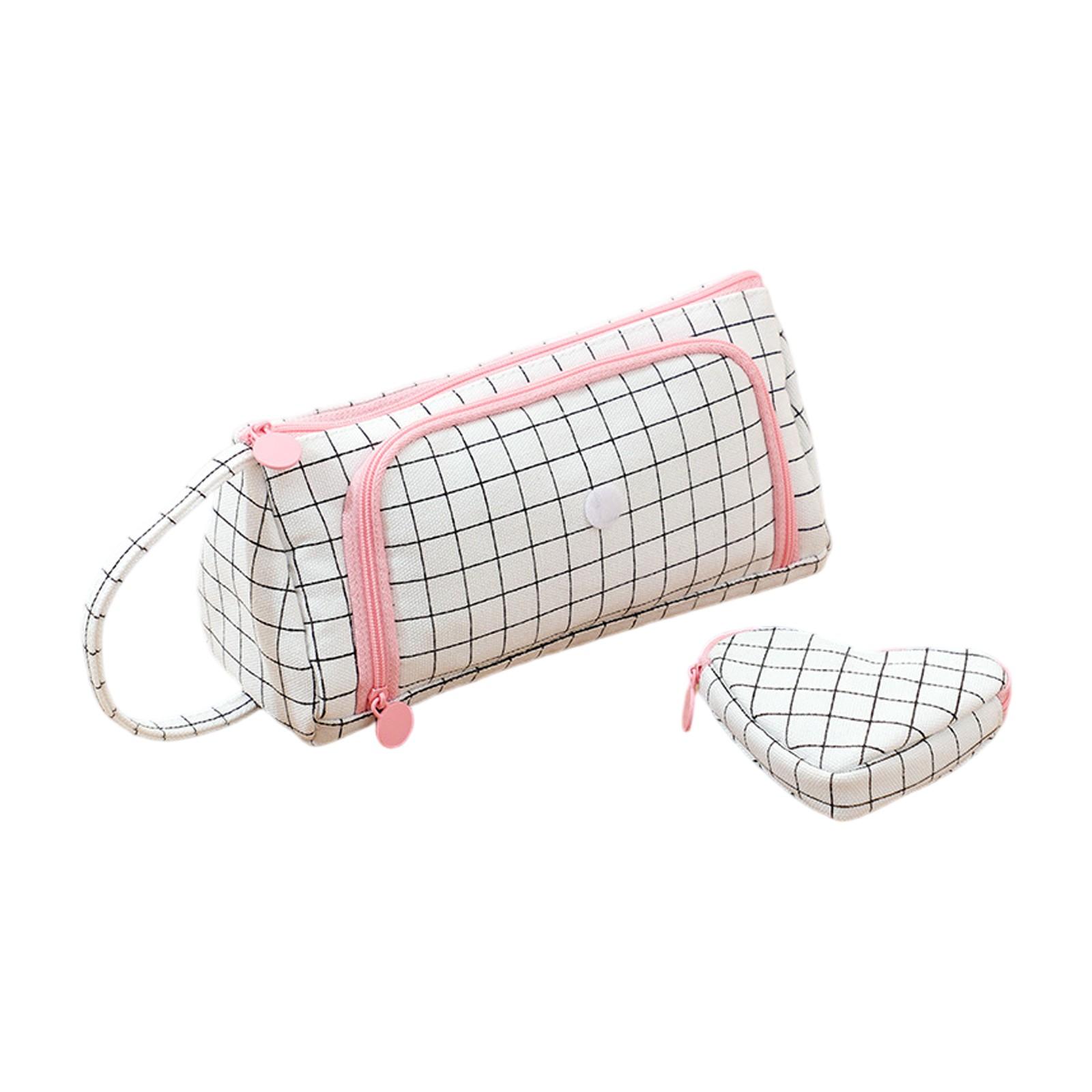 

Двухслойный пенал из ткани Оксфорд с передним карманом, большой вместимости, в японском стиле, высокой эстетики, студенческая ручная сумка для канцелярских принадлежностей One Size