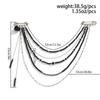 Punk Hip-hop Black Long Crystal Chain Tassel Pendant Brooch Multi-layer Creative Gravel Weaving Girl Fashion Set Jewelry