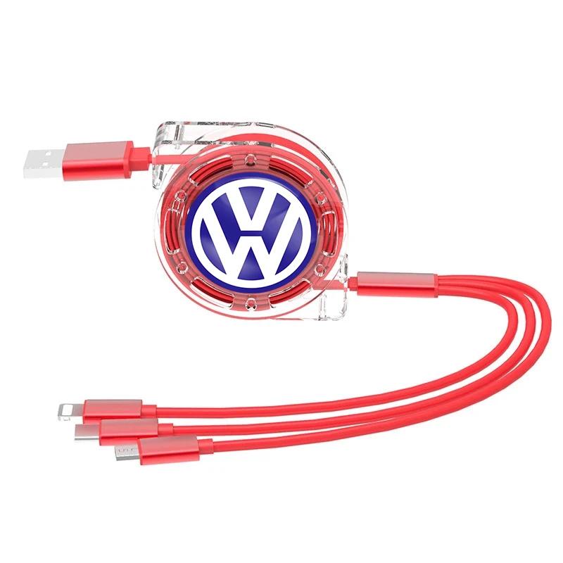 2025 Hot 3 In 1 Micro USB Type C Charging Cable Multi Charger For Volkswagen GTI Golf Tiguan Jetta Transporter Passat Polo T-Cro