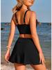 Solid Push Up High Waist Skort Sexy Two Piece Bikini Set Elegant Slimming