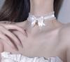 Adjustable Kitten Lolita Necklace with Clavicle Bell and Garter Leash - Japanese Chain and Lace Design Erotic Jewelry