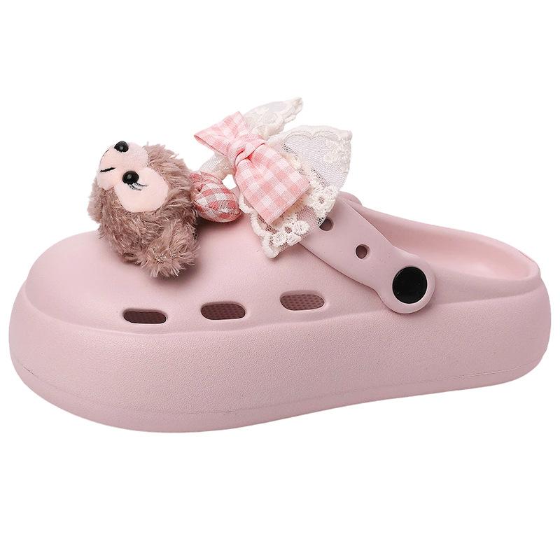 SSBL Bow Sydney Bag Head Half Slippers Women's Outer Wear 2025 Spring and Summer New Hole Shoes Two Wear Sandals