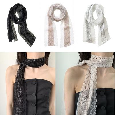 Black White Pink Photo-Ready Shawl Dots Headband Trendy Lace Scarf  Photo Props