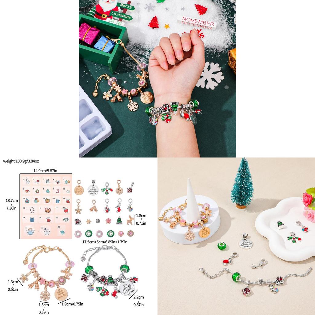 Christmas 24 Cell Cartoon Charm Bracelet Gift Box With Zinc Alloy Material For Women And Men