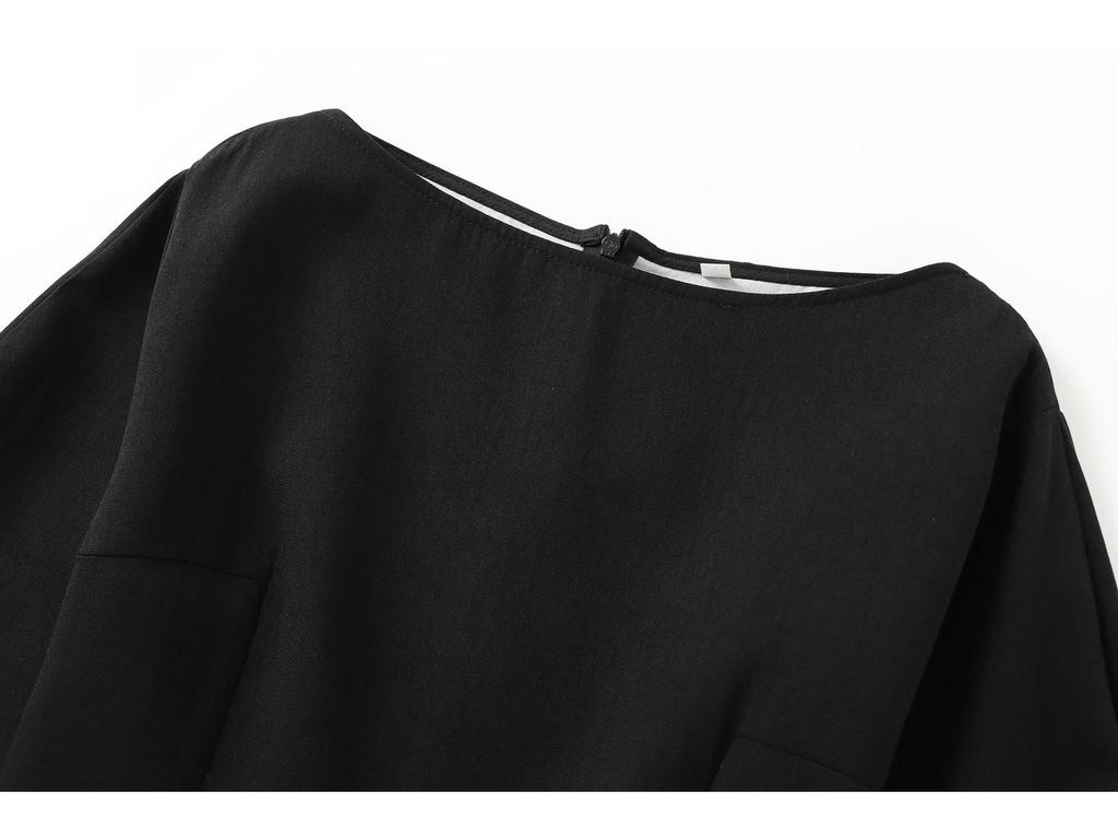 2024 Autumn Women's European & American French-Style High-End Little Black Dress for Daily Commute