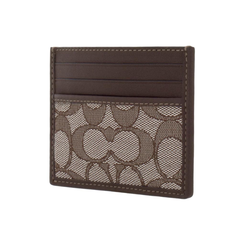 Coach Classic Monogram Leather Fabric Card Holder Men Accessories Oak Maple CU117-S8W