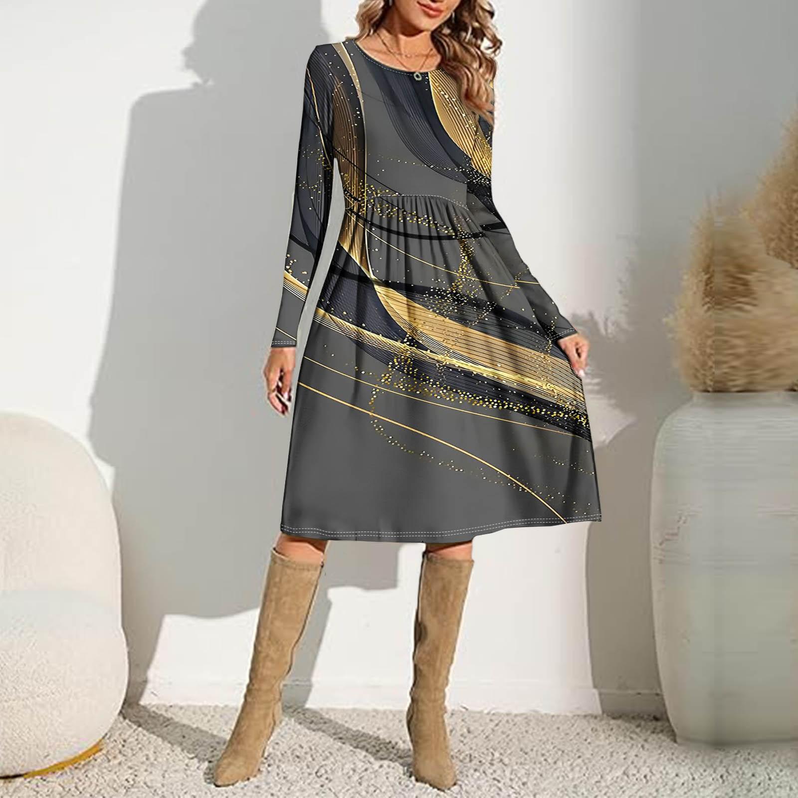 Женское повседневное платье с принтом в виде градиента и пайеток — фото 6