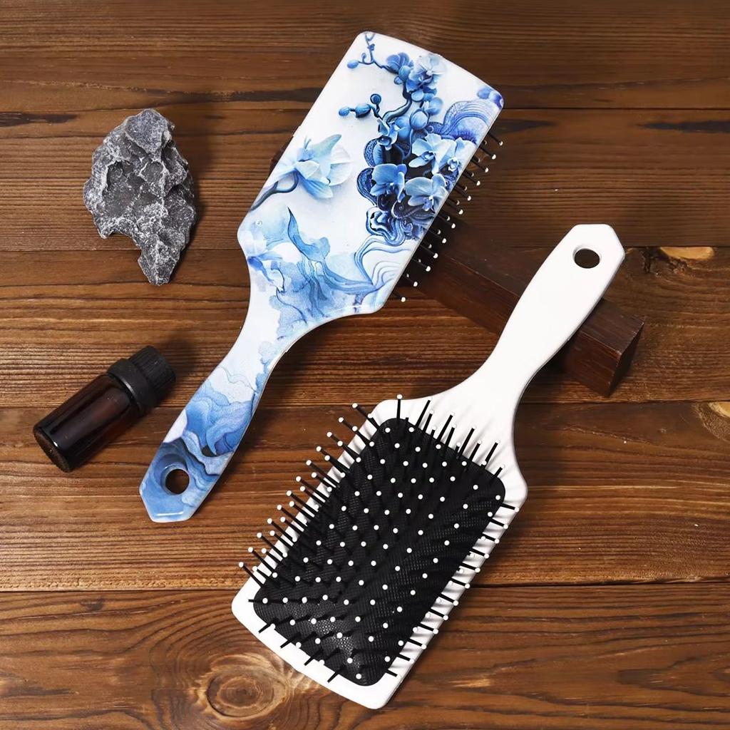 1pc Vivid Relief Flower Pattern Air Cushion Hair Comb Nylon Comb, Comfortable Massage comb,Special for Real Hair Wigs