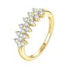 2MM D Clover Full Moissanite Ring for Women Sparkling Diamond S925 Silver Gold Plated Wedding Band with GRA