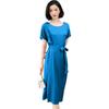 Hengyuanxiang Elegant Solid Color Silk Pullover Dress