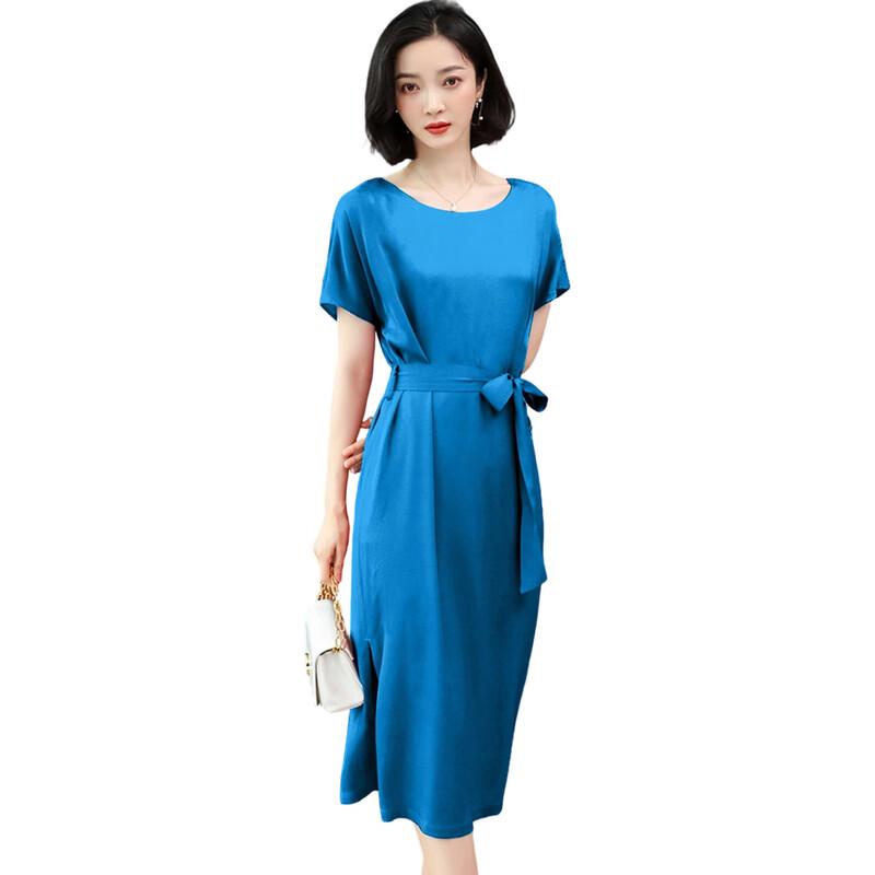 Hengyuanxiang Elegant Solid Color Silk Pullover Dress