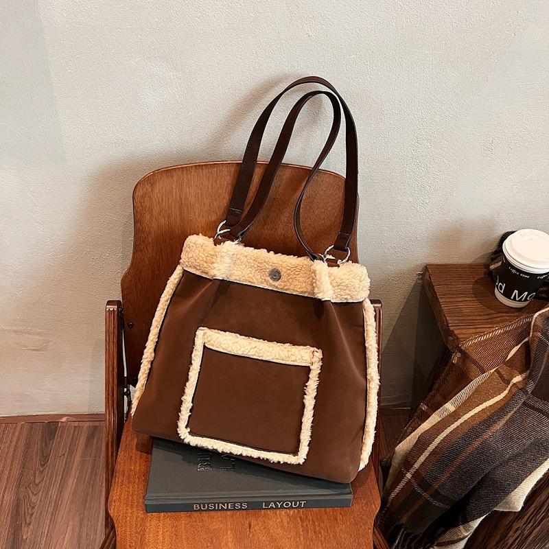 Suede Bag Women's Large-capacity New Autumn and Winter Retro Shoulder Bag Premium Bucket Bag