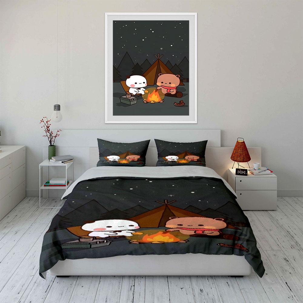 Cozy campfire under starlight. Bedding sets Duvet covers Pillowcases(1* Duvet Cover 2* Pillowcases without duvet insert)