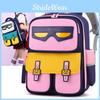 Adorable Cartoon Design Spacious School Backpack For Kids In Grades 1-5 Boys And Girls