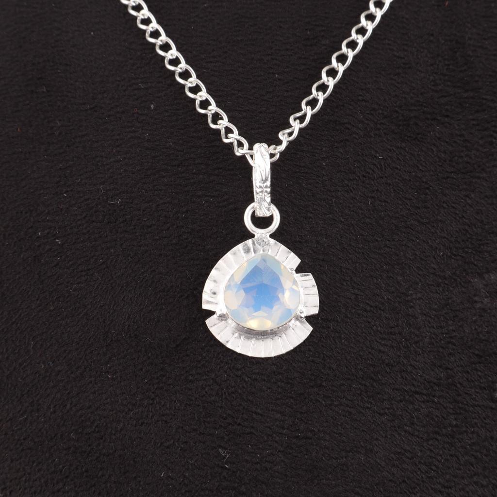 Natural Milky Opal Birthday Gift Anniversary October Pendant 925 Sterling Silver PP-8-16