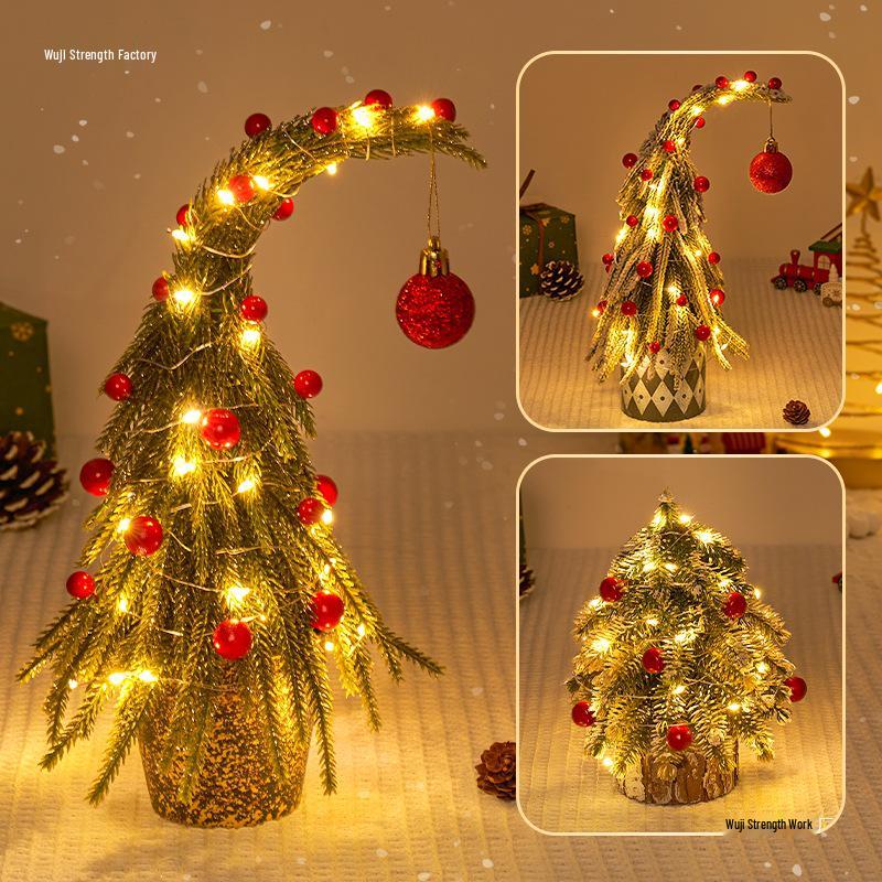 Small Crooked Neck Christmas Tree Ornament for Desktop Decoration