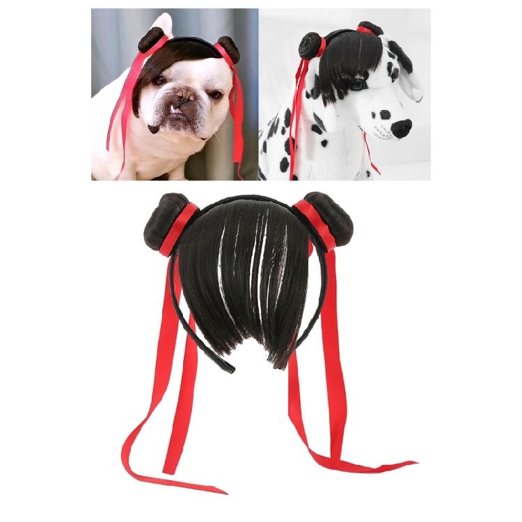 Pet Nezha Headband Dog Costume Headwear Lovely Cats Wigs Hairhoop for Halloween Party Dress Up Dog Costume Headband