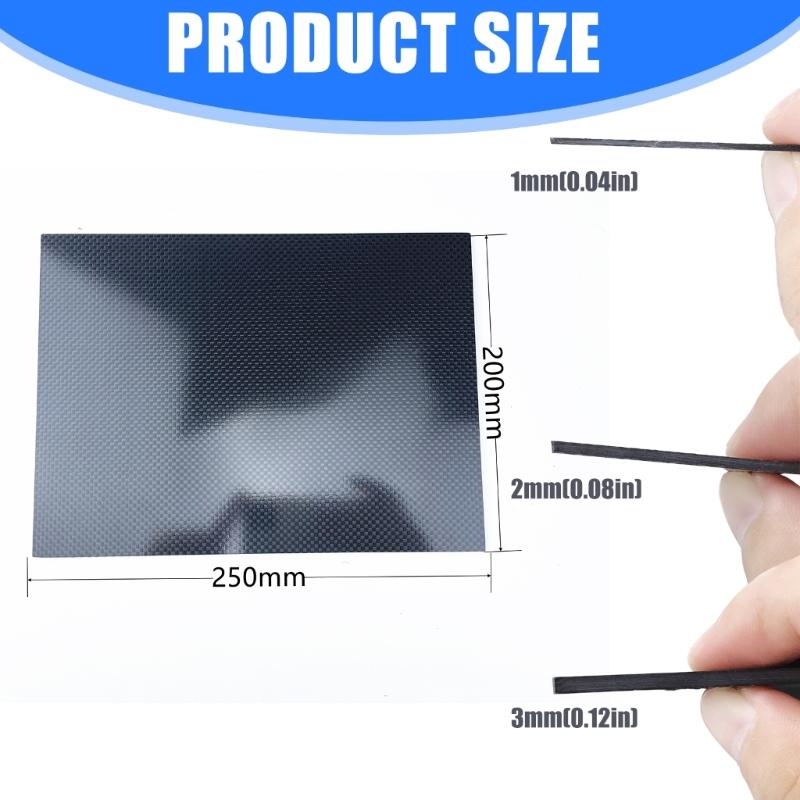 Carbon Fiber Sheet 200x250mm Glossy Finish Flat Carbon Fiber Board Plate Plain Weave Panel Sheet for Kite Remote Drones