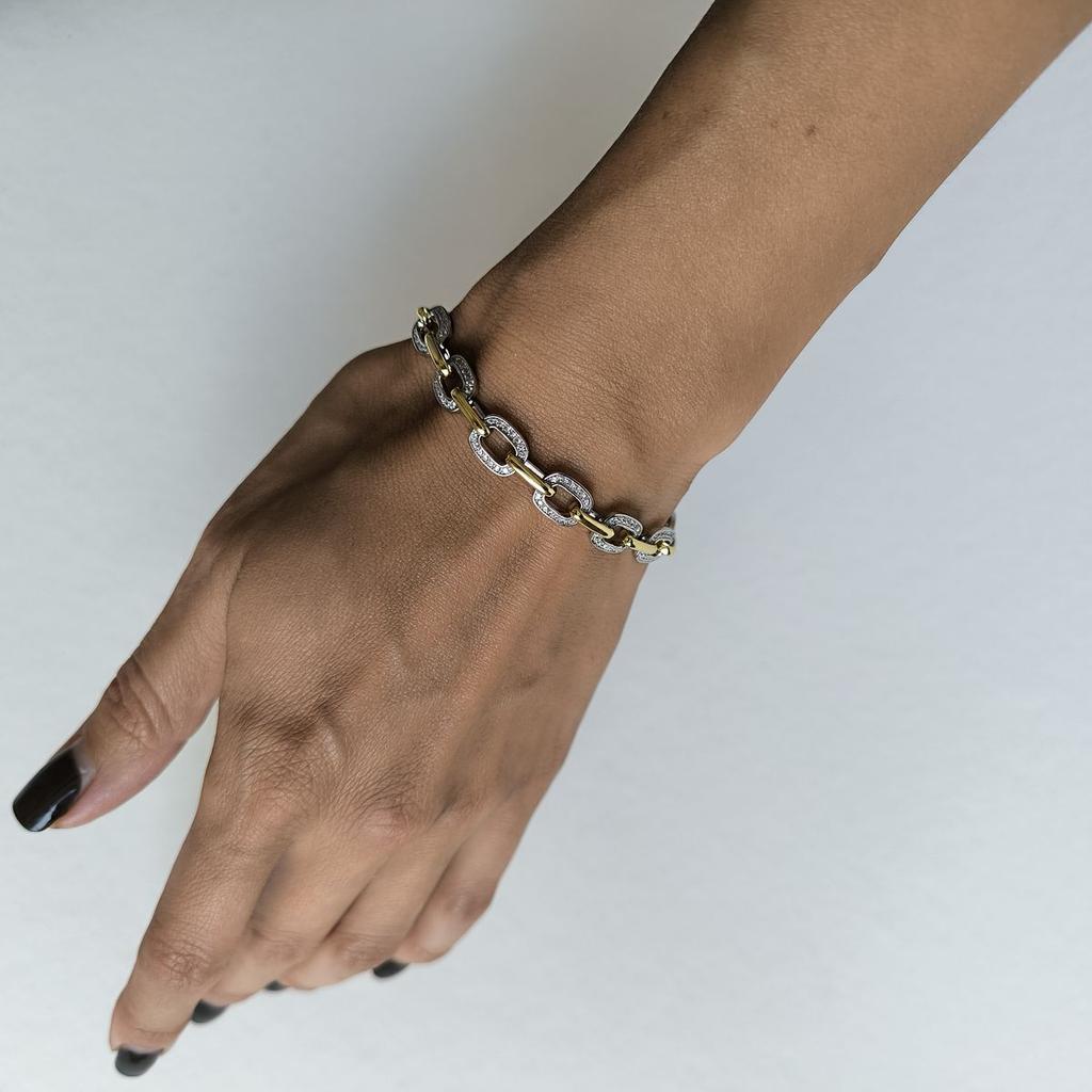 Серебряный браслет с фианитами, вес изделия 11,33 гр (2184720)