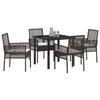 VidaXL Ensemble repas jardin 5 pièces avec coussins Marron Poly Rattan 3379871