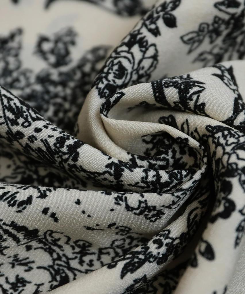 antiqua Toile de Jouy Medium Black Wide-leg Pants, Women's, PO-00194, 05,