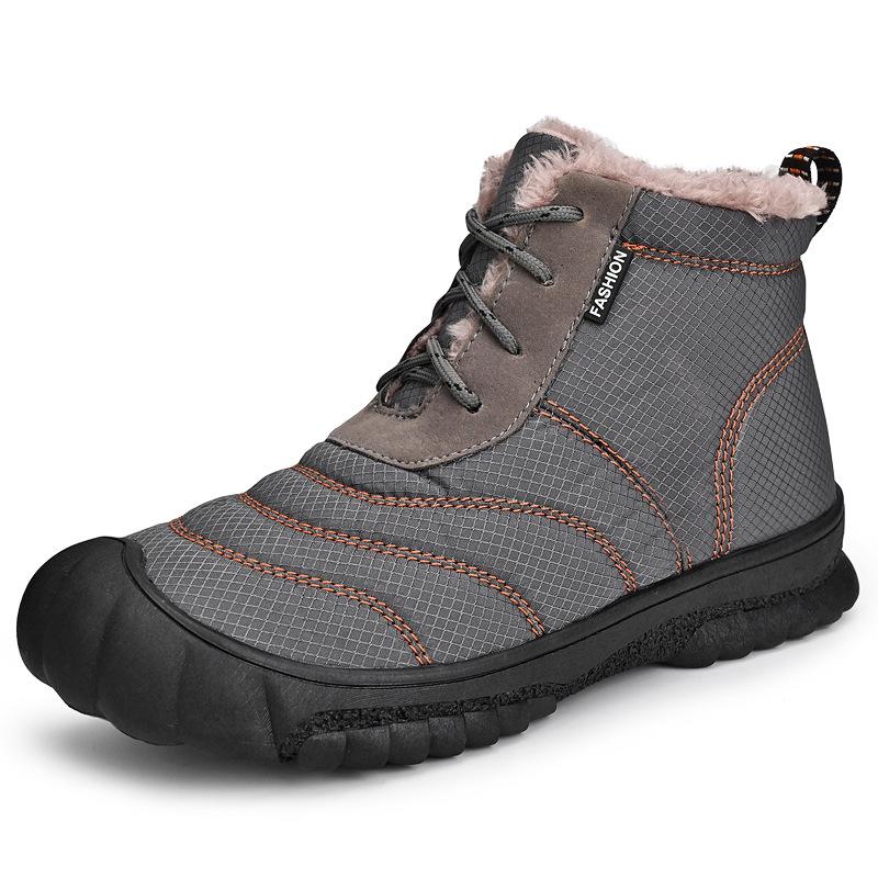 

Мужские зимние теплые ботинки для снега, нескользящие, со шнуровкой, водонепроницаемые, с подкладкой из искусственного меха, удобные высокие ботинки для походов и прогулок для мужчин 46