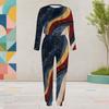 Women Plus Size Printed Round Neck Long Sleeve Cuffed Top And Cuffed Pants Two Piece Set With Pockets