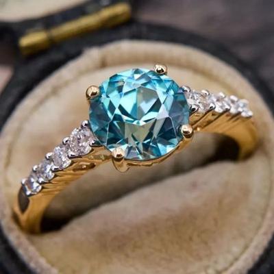 Luxurious and Elegant Pigeon Blood Red Artificial Tourmaline Sapphire Colored Zircon Ring, Women's Ring Accessory