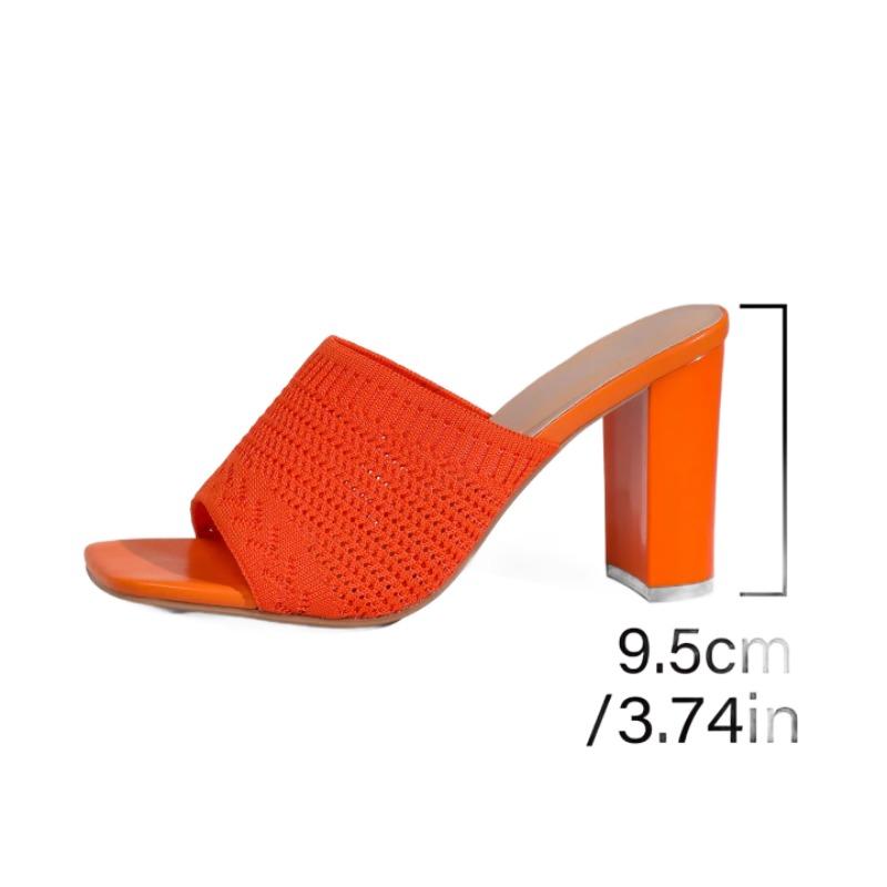 Fashion High Heels Square Toe Slippers for Women Fashion Weave Shoes Classical Chunky Slingback Sandals 2025 Summer New Pumps Zapatillas