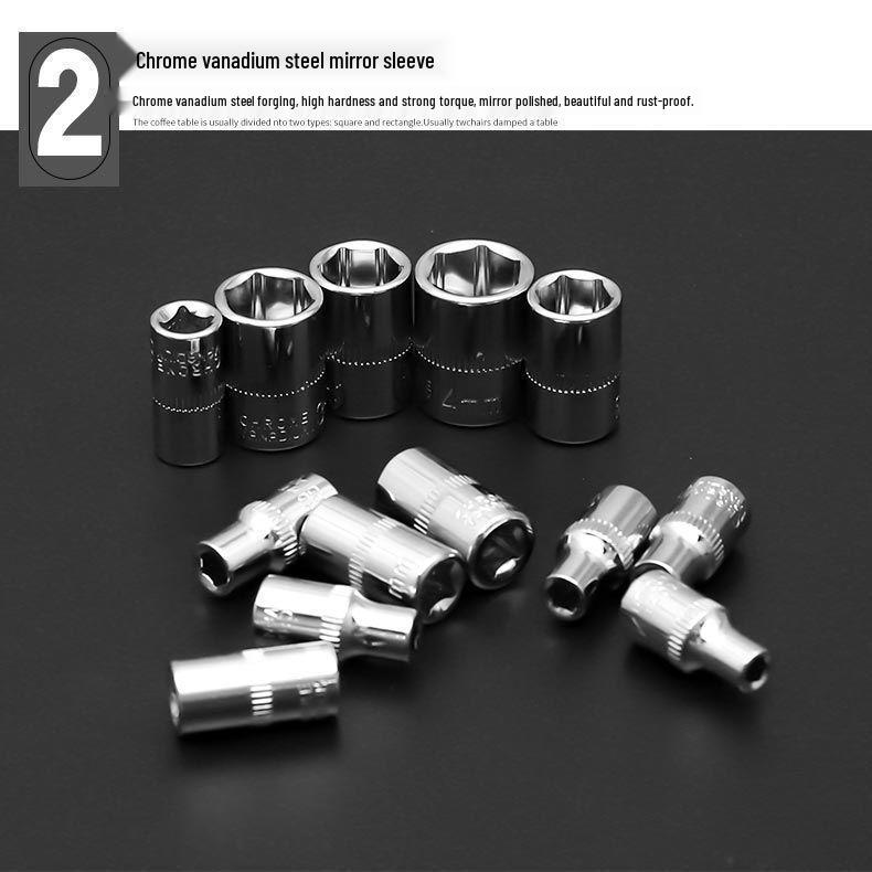 46-Piece Multifunctional Ratchet & Socket Wrench Tool Set for Cars and Motorcycles