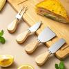 1~6 Stück Käsemesser Set Edelstahl Käseschneider Hobel Holzgriff Butter Brot Gabel Messer Kochen Küchenhelfer
