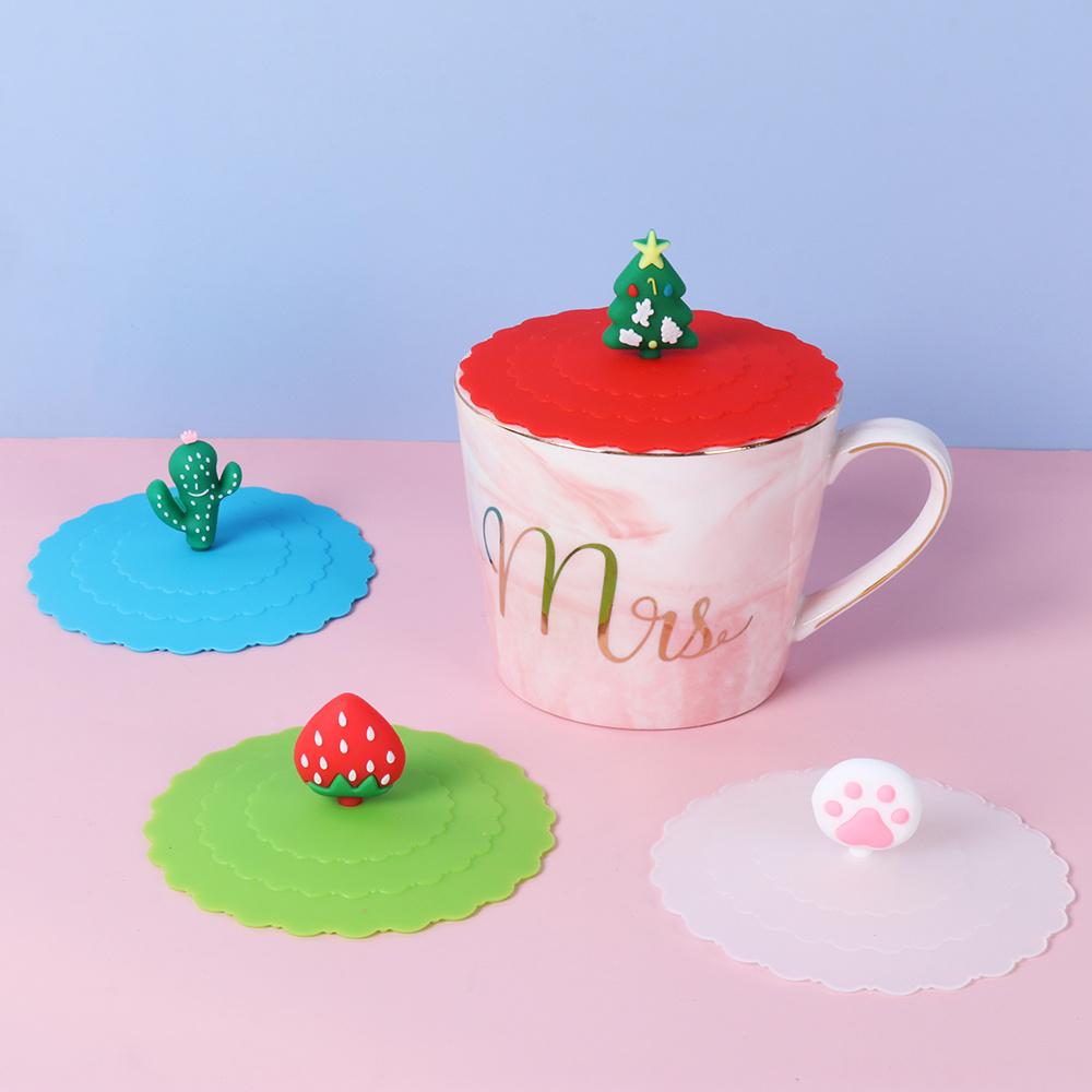 Silicone Cup Lid Dustproof Tea Coffee Cup Lid, Home Cartoon Cup Lid Decoration, Cute and Reusable Glass Cup Lid