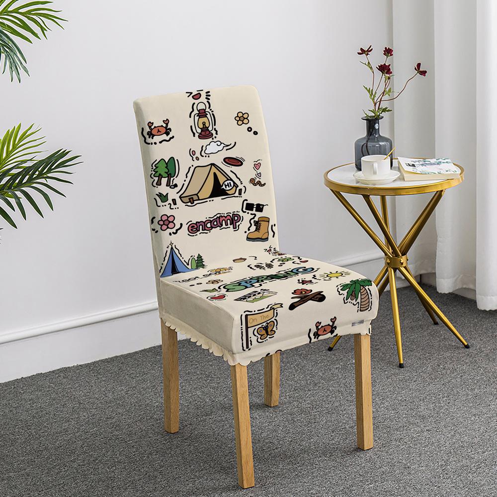 Cartoon Ausflug Welpen Stuhlset Esstischdecke Haushalts Sitzbezug Stuhlkissen Elastisch Niedlich All-inclusive Neues Modell