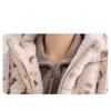 Cozy Faux Rabbit Fur Hooded Jacket Vintage Spots Fluffy Winter Coat Warm Thickened Premium Outerwear